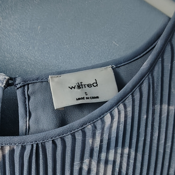 Wilfred Pleaded Daydreamer Chiffon Blue Floral Print Dress S - Picture 4 of 5